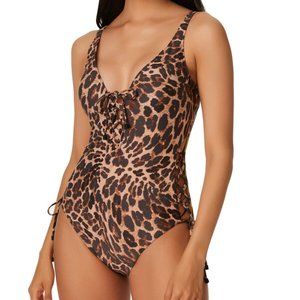 NWT! Bar III Multi Color Beach Cheetah Lace Up One Piece Swimsuit NEW!